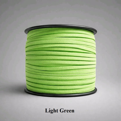 3mm light green faux suede cord; fresh lime-toned vegan leather thread for nature-inspired jewellery and trims