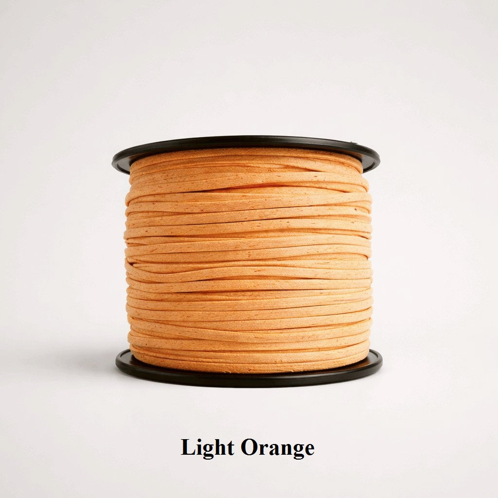 3mm light orange faux suede flat cord; soft apricot-colored lacing for jewellery design and decorative trims