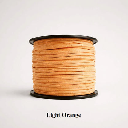 3mm light orange faux suede flat cord; soft apricot-colored lacing for jewellery design and decorative trims