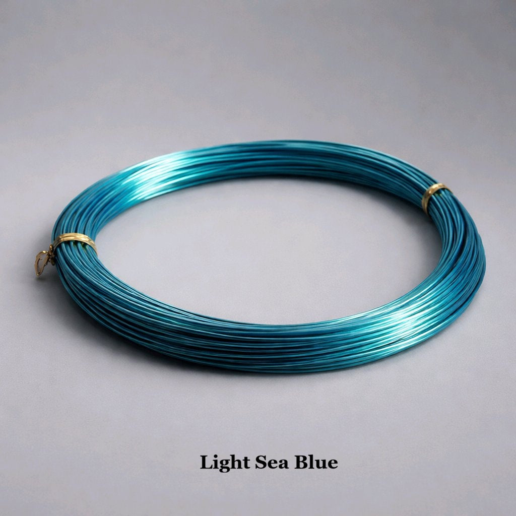 Light sea blue 1mm aluminium wire, teal-toned 18 gauge craft wire for coastal-themed ocean DIY jewellery, nickel free