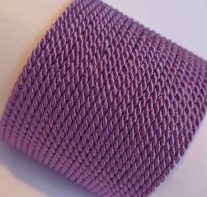 3.5mm light violet twisted cord; soft lavender-toned rope for ethereal jewellery designs and dainty gift wrapping