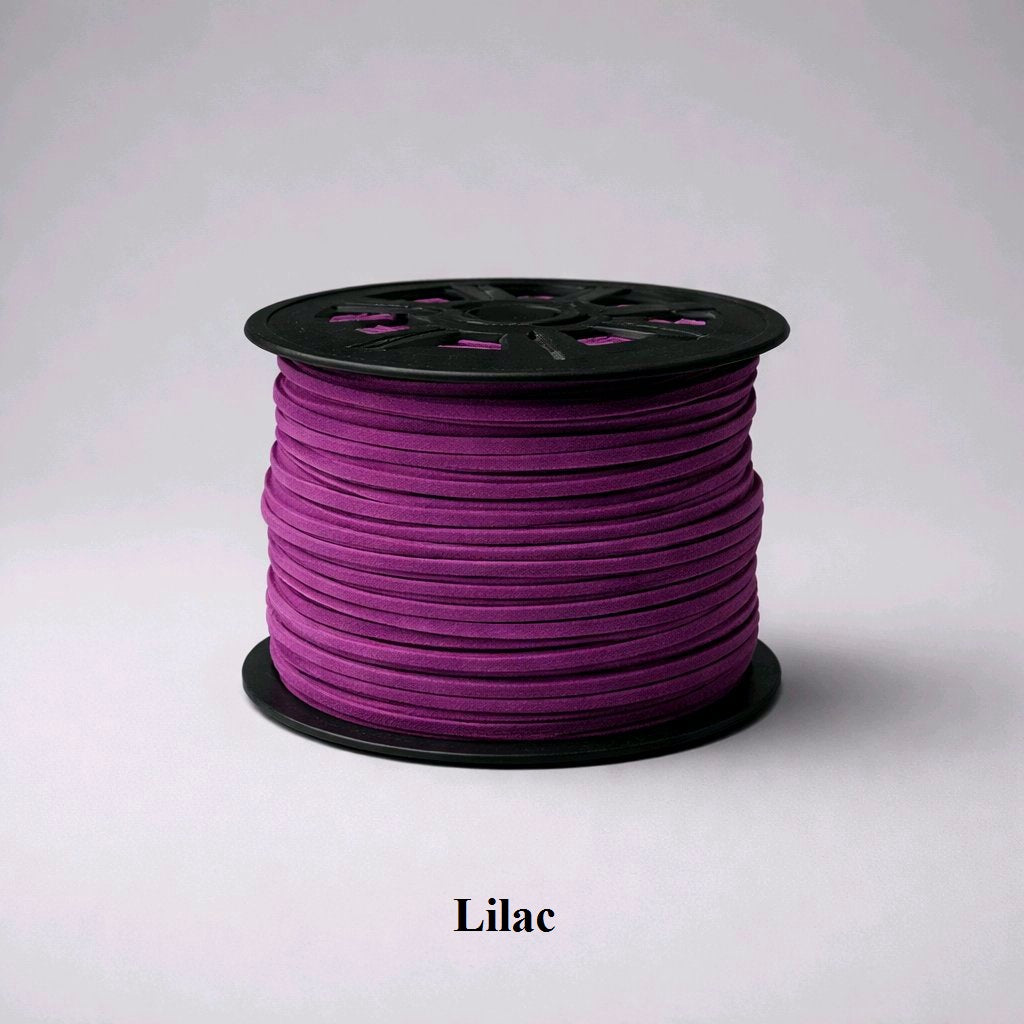 3mm lilac faux suede cord; pastel purple flat lacing for jewelry makers and boho-style fashion embellishments