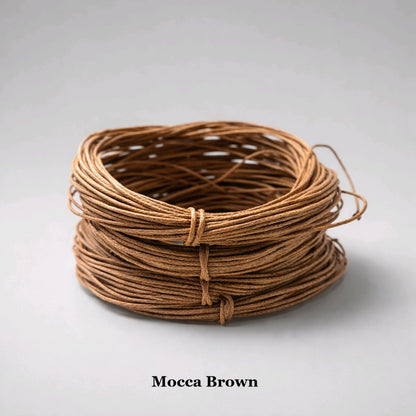 1mm mocca brown waxed cotton cord; soft coffee-toned jewellery thread for micro-macramé and professional beadwork