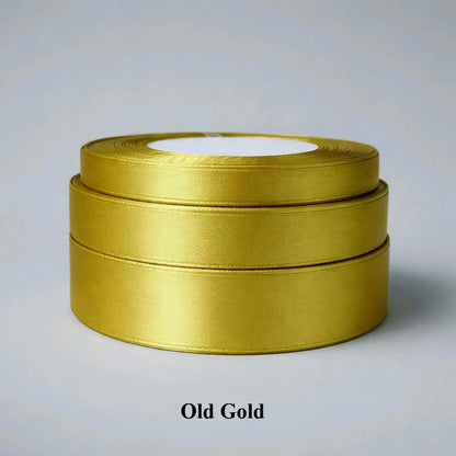 6mm old gold satin ribbon; antique-style metallic-toned polyester for regal stationery and fine garment detailing