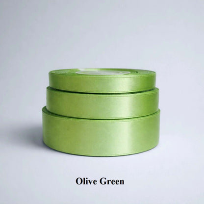 12mm olive green satin ribbon; earthy moss-toned trim for rustic wedding decor and military-style accents