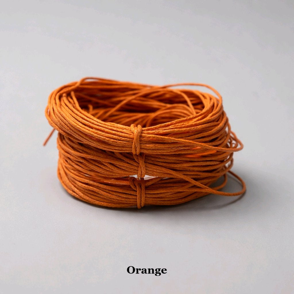 1mm orange waxed cotton cord; vibrant tangerine waterproof thread for bold macramé knots and festival accessories