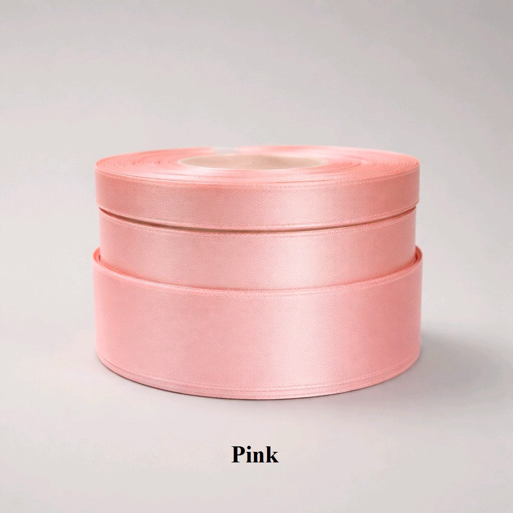 6mm classic pink satin ribbon; soft rose-toned 32m reel for romantic gift wrapping and feminine fashion accents