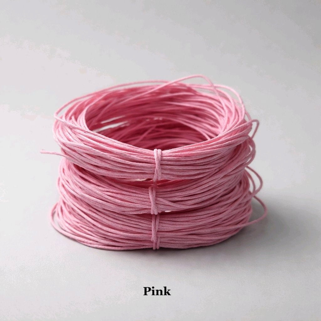 1mm pink waxed cotton cord; soft rose-coloured waterproof string for children's jewellery and delicate friendship bracelets