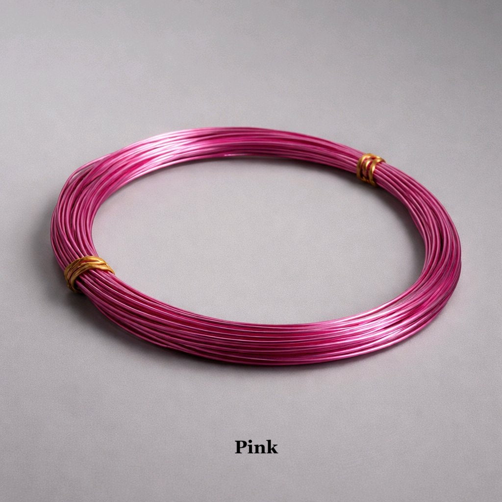 2mm pink aluminium craft wire roll, flexible 12 gauge metal wire for jewellery wrapping and DIY crafts