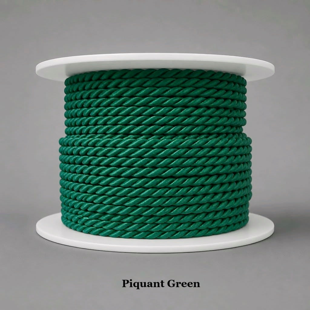 christmas - toned piquant green 3.5mm twisted cord for earthy jewellery making and natural home styling