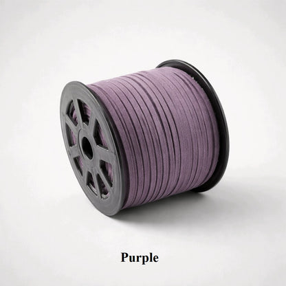 3mm purple faux suede flat cord; vibrant violet vegan leather thread for multi-strand bracelets and drawstring bags