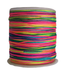 1mm rainbow multicolor braided nylon cord; variegated ombre-effect thread for unique friendship bracelets and colorful DIY crafts