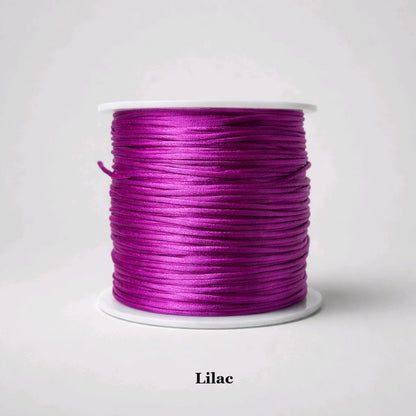 1mm lilac satin cord; soft lavender rattail string for spring-themed crafts and delicate friendship bracelets, summer lanyard