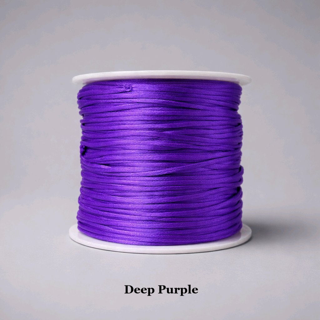 1mm deep purple rattail cord; royal purple silky nylon thread for elegant drawstring bags and luxury jewellery, phone chain