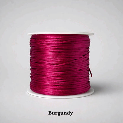 1mm burgundy satin cord; deep wine-red rattail string for sophisticated jewellery and high-end garment repair