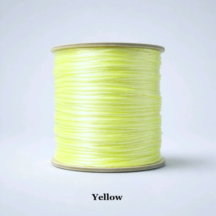 1mm bright yellow satin nylon cord; vibrant rattail string for Kumihimo braiding and cheerful handmade tassels. for summer