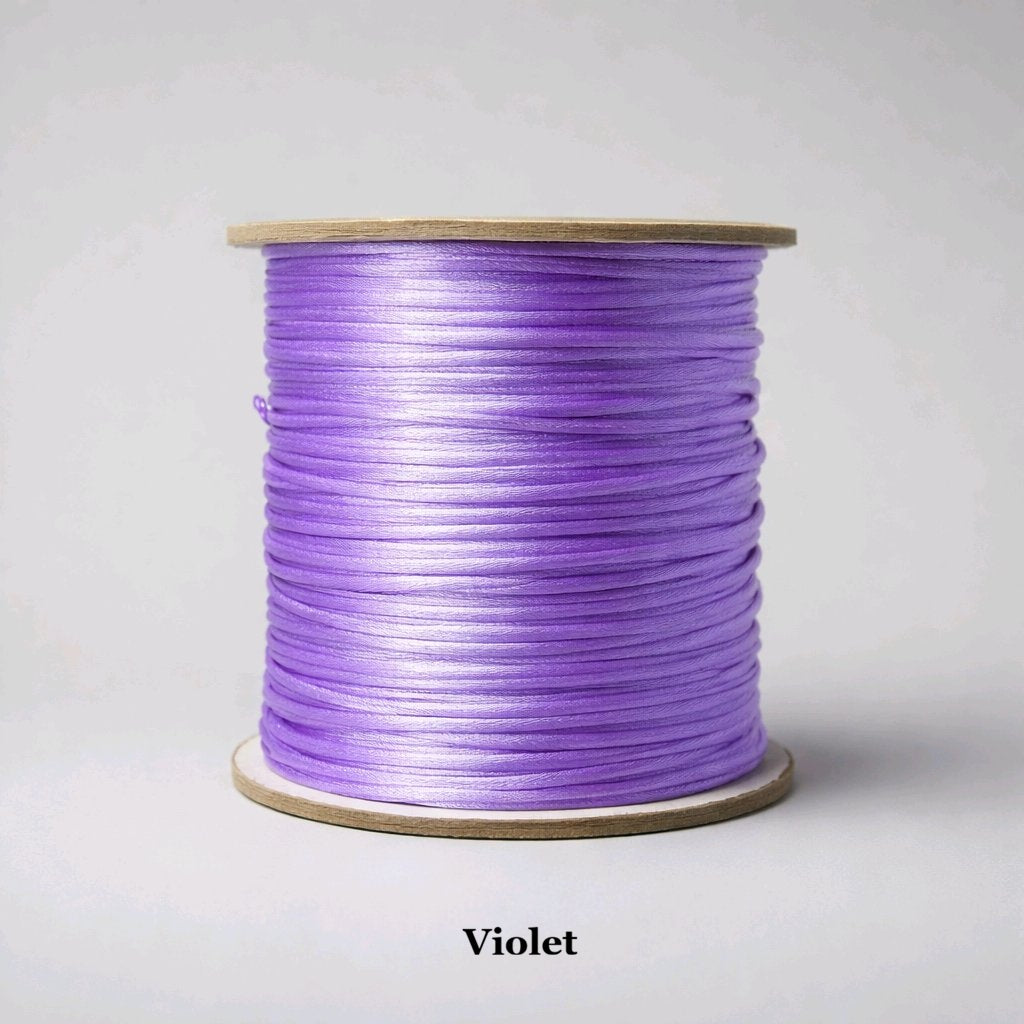 1mm violet satin cord; bright purple rattail string for creative bead crochet and decorative dreamcatchers, summer jewellery and phone straps