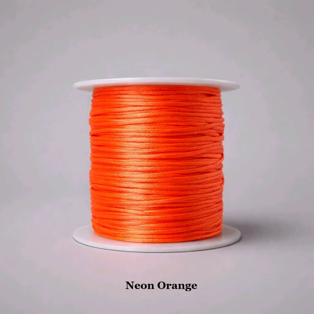 1mm neon orange satin cord; fluorescent 1mm rattail string for festival jewelrley and high-contrast braided crafts