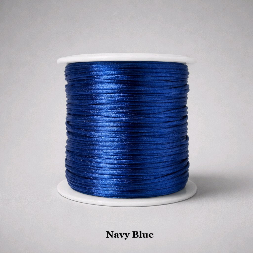 1mm navy blue rattail cord; dark professional-grade nylon string for formal garment repair and classic drawstring bags