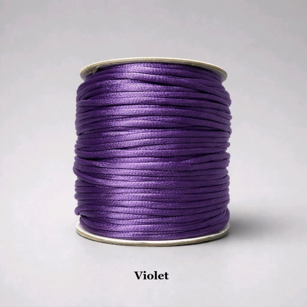mm violet satin cord; bright purple 2mm rattail string for creative bead crochet and decorative dreamcatchers
