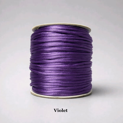 mm violet satin cord; bright purple 2mm rattail string for creative bead crochet and decorative dreamcatchers