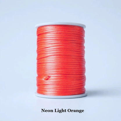 2mm neon light orange satin cord; fluorescent 2mm rattail string for high-visibility crafts and modern jewellery accents