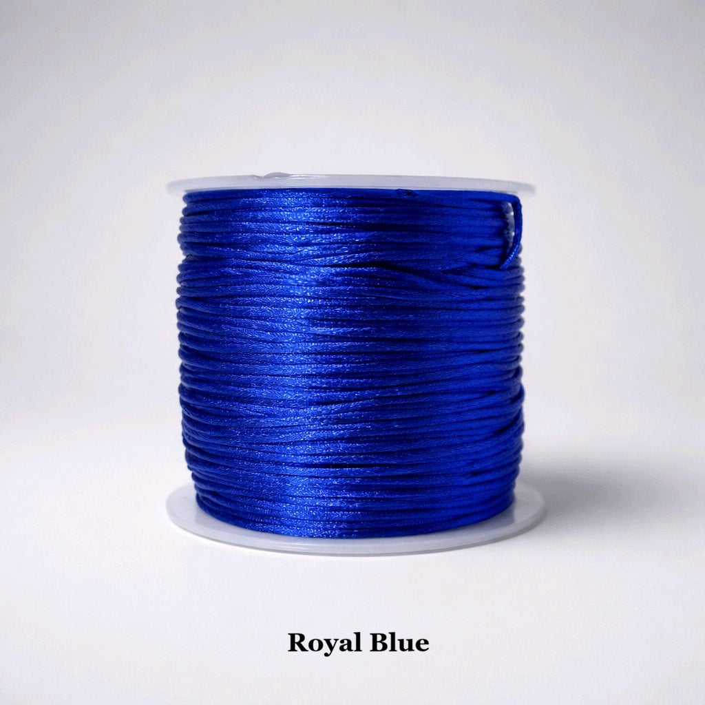 1mm royal blue satin cord; vibrant cobalt rattail string for nautical-themed Kumihimo braids and jewellery.