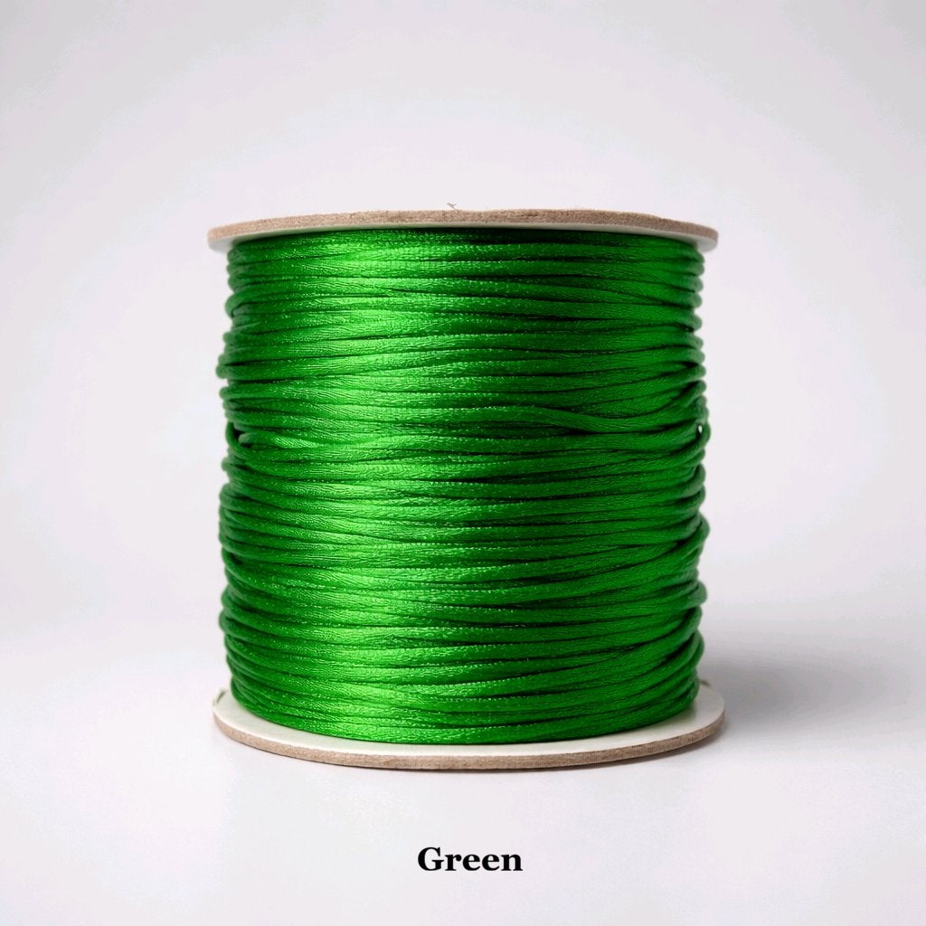 1mm classic green rattail cord; bright emerald-toned silky nylon thread for holiday crafts and plant-themed jewellery