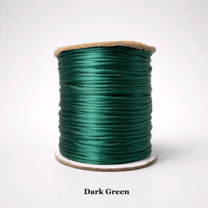 1mm dark green satin cord; deep forest-green rattail string for elegant winter ornaments and luxury packaging