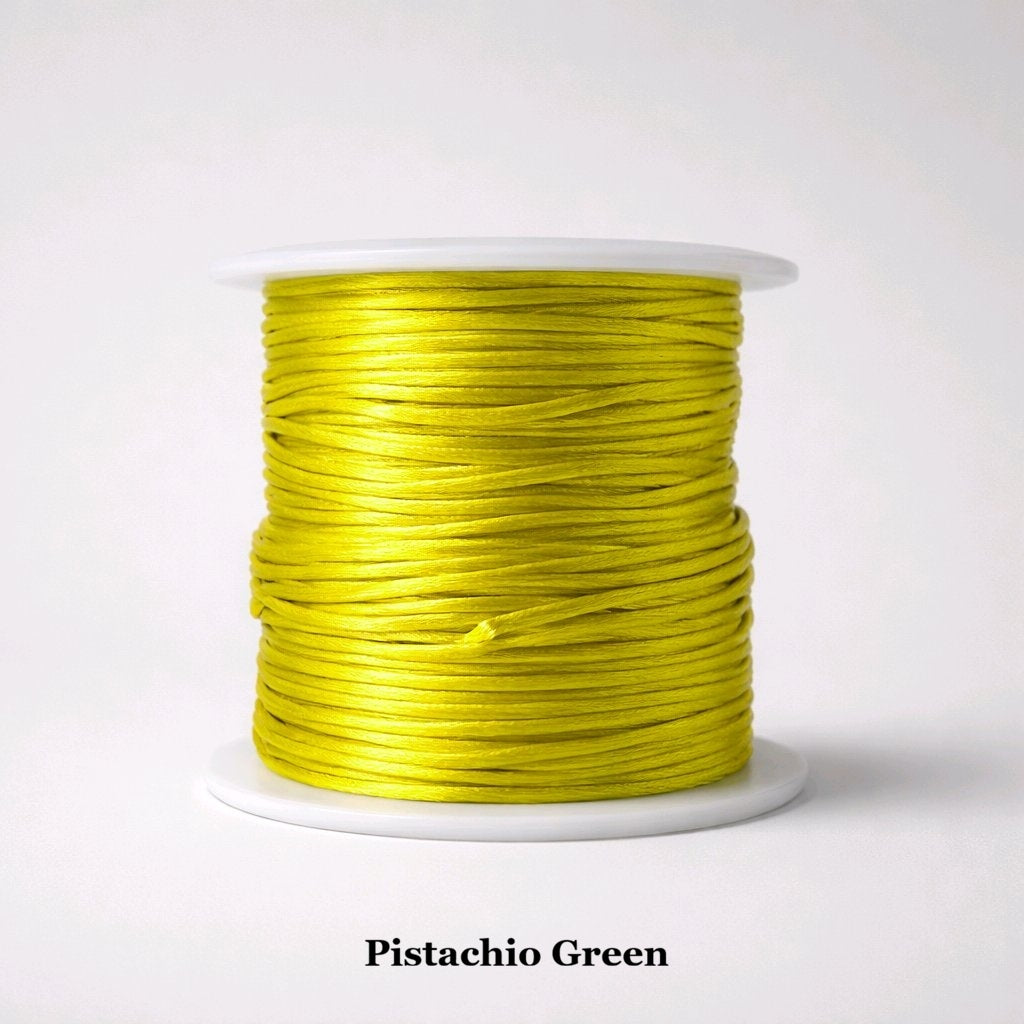 1mm pistachio green rattail cord; soft sage-toned silky cord for organic-style jewellery and floral accents