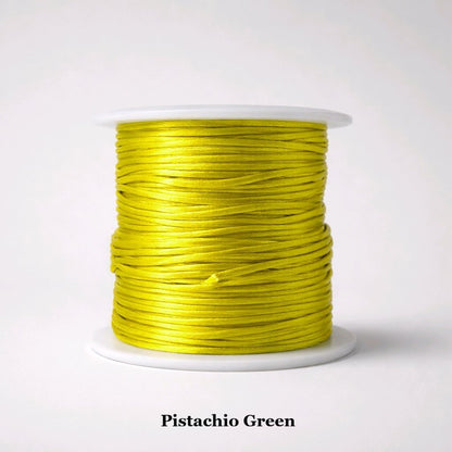 1mm pistachio green rattail cord; soft sage-toned silky cord for organic-style jewellery and floral accents