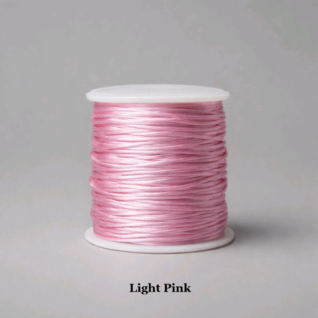 1mm light pink satin cord; delicate baby pink rattail string for nursery-themed favours and dainty friendship bracelets