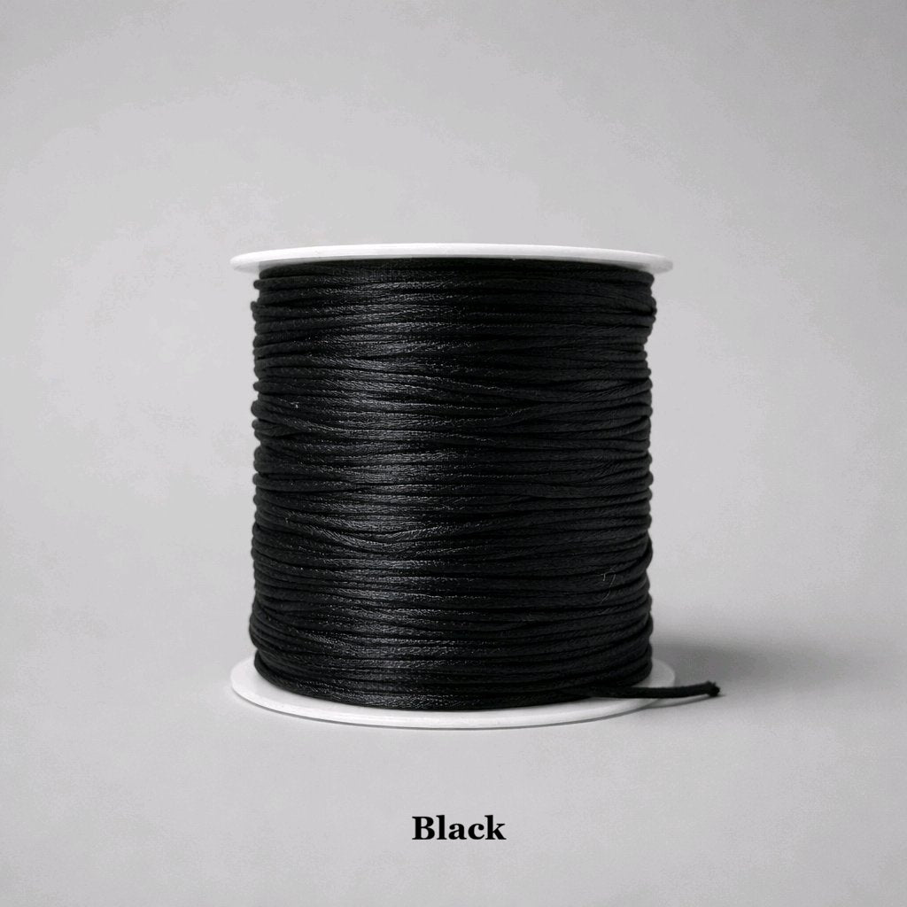 1mm black rattail satin cord; essential black silky nylon thread for chokers, sliding knots, and professional jewellery design