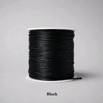 1mm black rattail satin cord; essential black silky nylon thread for chokers, sliding knots, and professional jewellery design