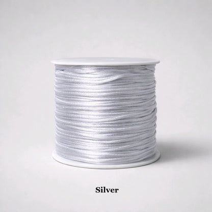 1mm silver satin cord; cool metallic grey rattail string for contemporary jewellery making and shimmering gift wraps