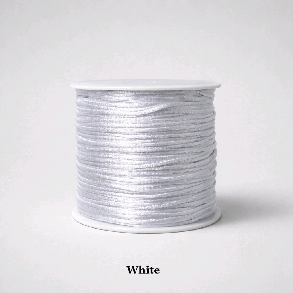 1mm white rattail satin cord; crisp white silky nylon thread for bridal jewellery, wedding favors, and clean macramé designs