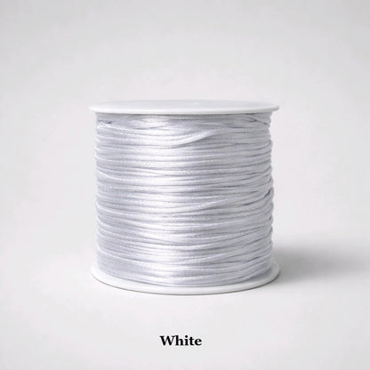 1mm white rattail satin cord; crisp white silky nylon thread for bridal jewellery, wedding favors, and clean macramé designs