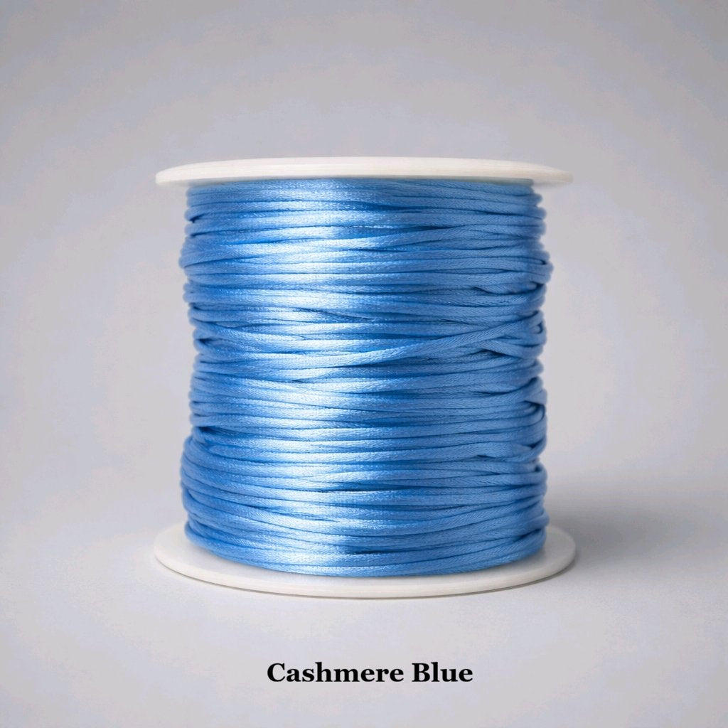1mm cashmere blue satin cord; pale sky-blue rattail string for baby shower favours and serene jewellery designs