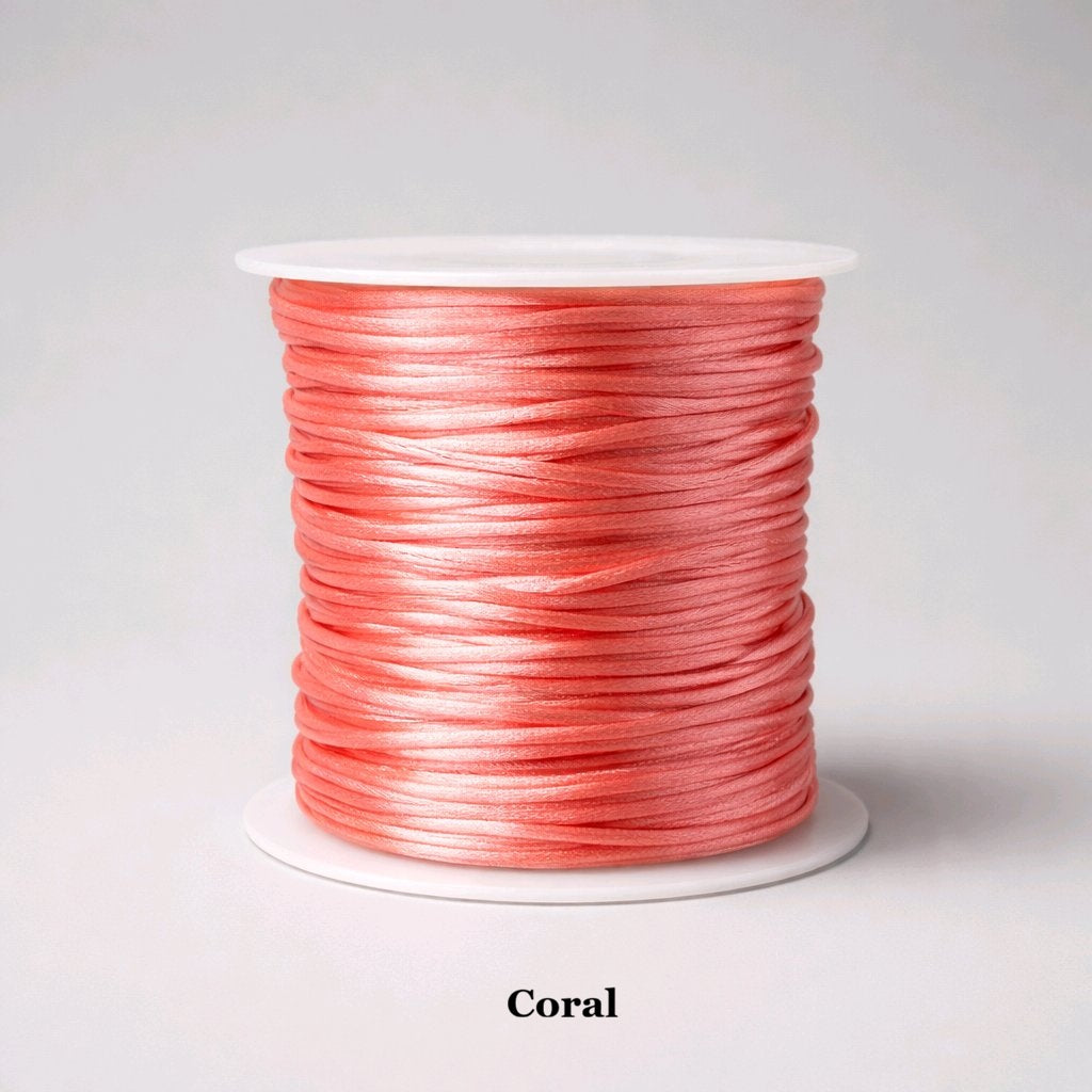 1mm coral rattail cord; vibrant pink-orange silky nylon thread for tropical-themed bracelets and coastal decor