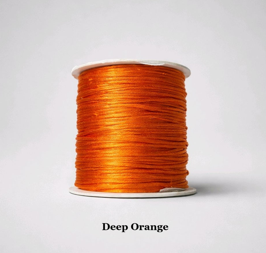 1mm deep orange rattail cord; burnt orange silky cord for autumnal floral accents and sophisticated jewellery lacing