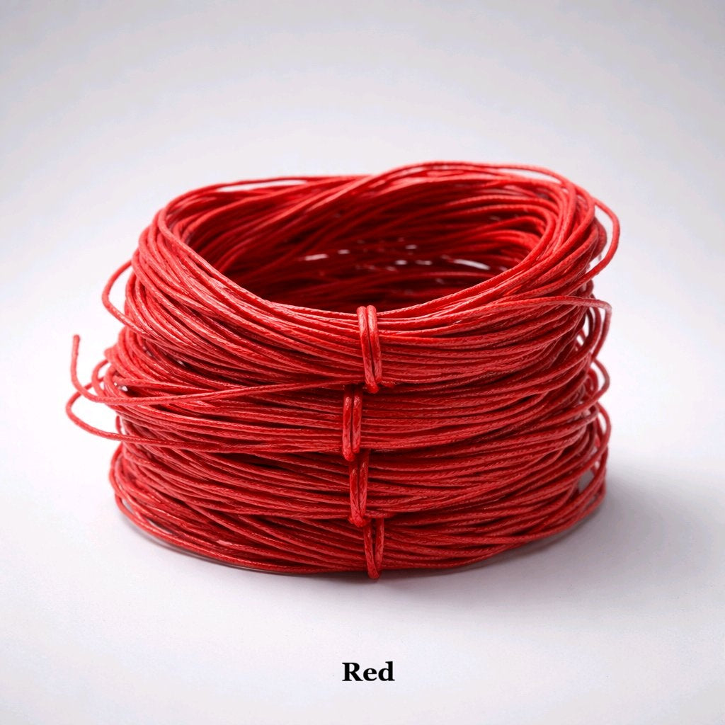 1mm red waxed cotton cord; classic scarlet polished beading thread for Chinese knotting and Valentine's Day jewellery