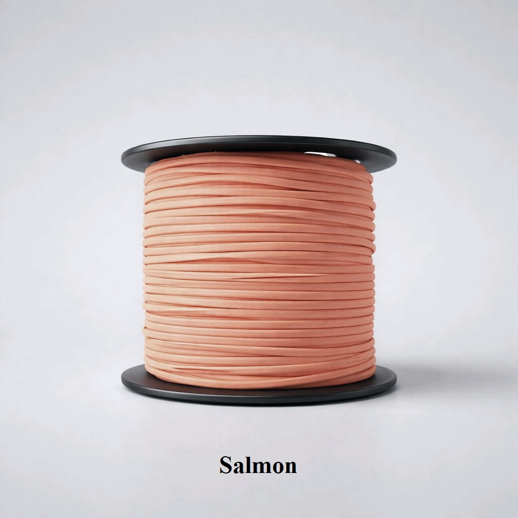 3mm salmon faux suede cord; peach-pink flat vegan leather thread for delicate summer jewellery and stationery accents
