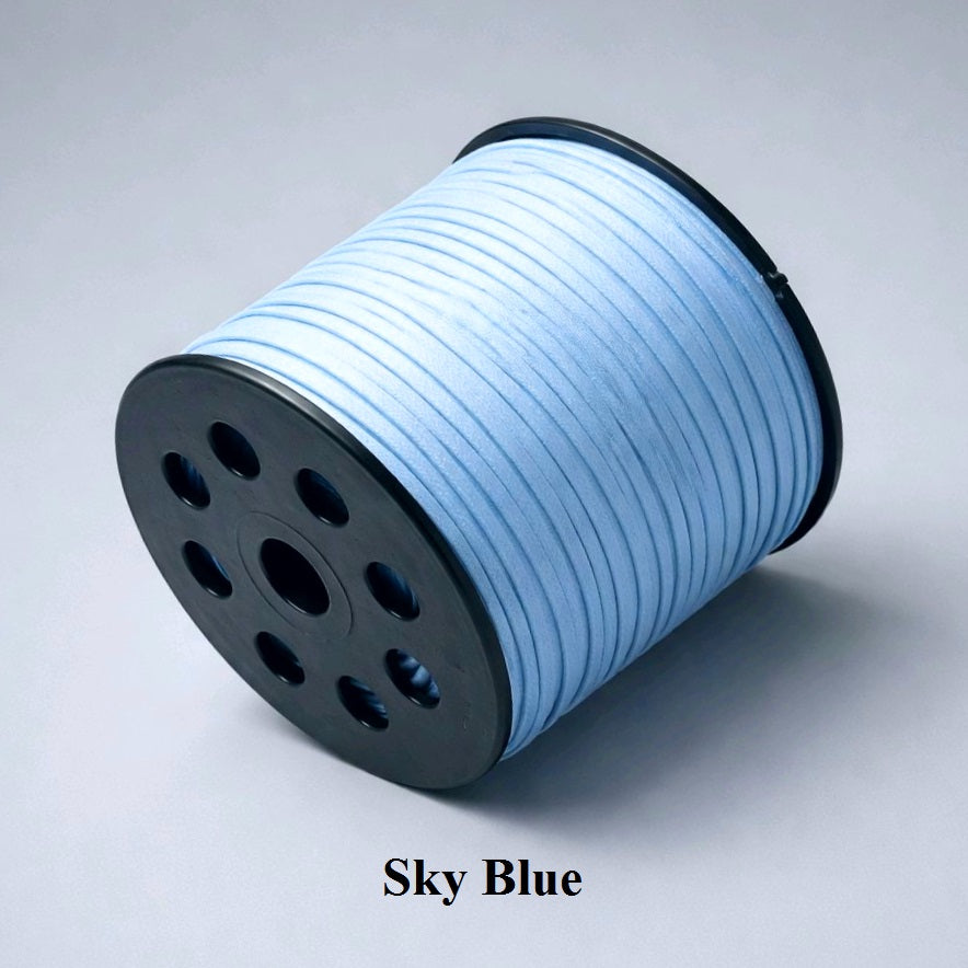 3mm sky blue faux suede flat cord; light azure synthetic leather thread for baby shower crafts and summer necklaces