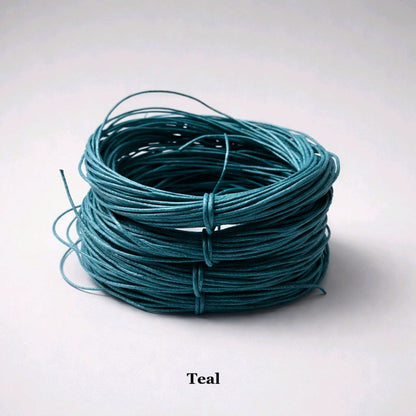 1mm teal waxed cotton cord; dark aqua-toned waterproof string for bohemian jewellery and ocean-inspired crafts
