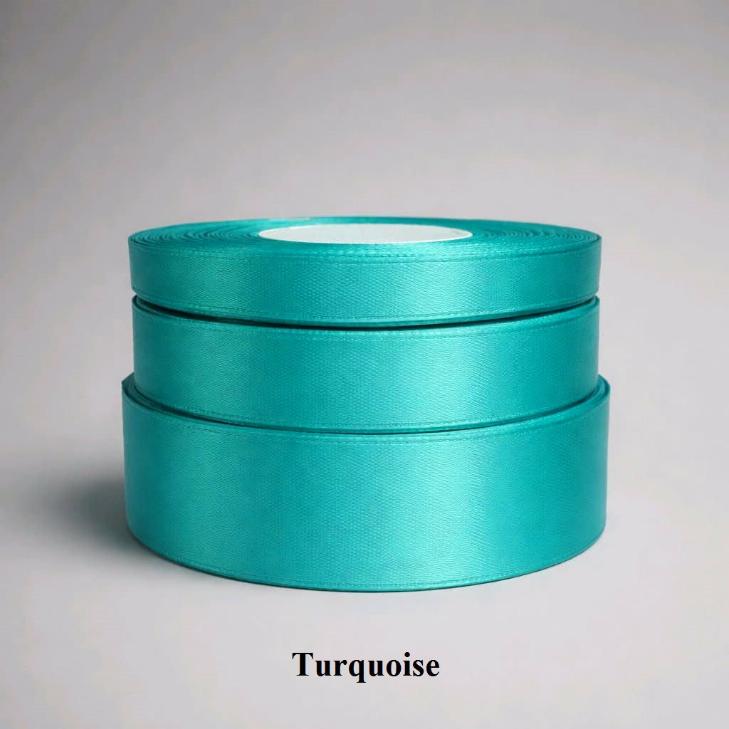 6mm turquoise satin  polyestervribbon; bright teal-toned trim for bohemian jewellery and exotic gift wrapping