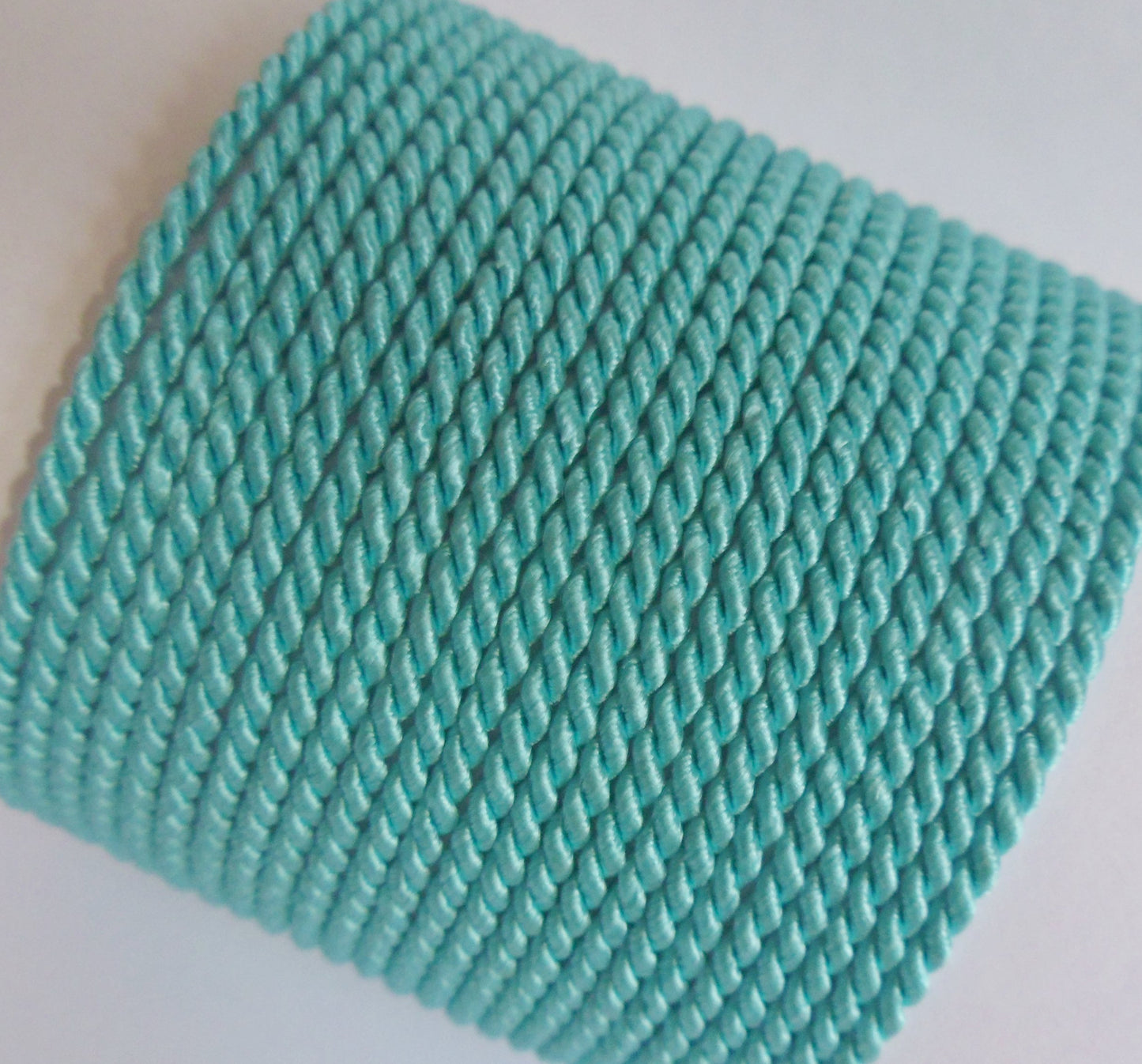 2mm turquoise twisted cord; bright teal-toned braided rope for bohemian jewellery and summer accessory crafts.