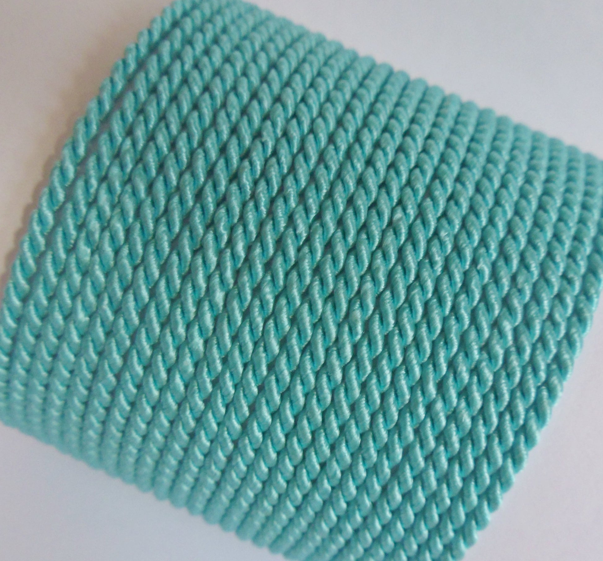 2mm turquoise twisted cord; bright teal-toned braided rope for bohemian jewellery and summer accessory crafts.