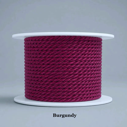 Deep burgundy 3.5mm twisted cord, luxurious wine colour for formal home decor and velvet cushion trim