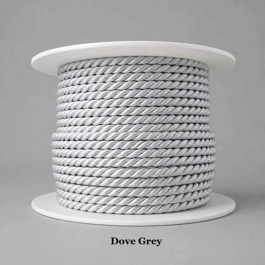 3.5mm dove grey twisted cord, silky viscose blend rope for upholstery trimming and edging