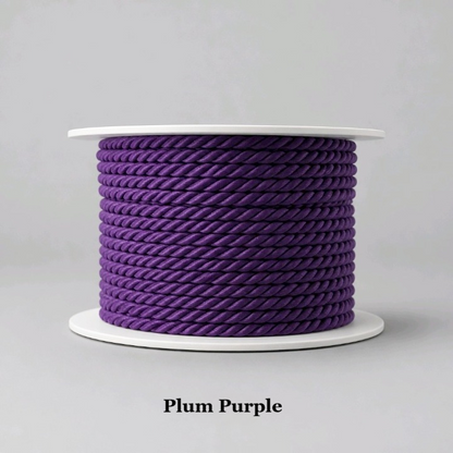 Plum purple 3.5mm twisted trim cord, deep jewel tone for sophisticated home decor accenting